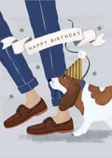 Classic Happy Birthday Card - Party Hat Dog created by Sally Mountain