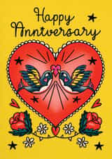 Pretty Anniversary Card - Bird Tattoo created by NICHOLA COWDERY ILLUSTRATIONS