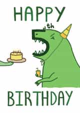 Silly Dinosaur Card for a 5th Birthday - Perfect for dino loving 5 year olds created by Michael.R.Brown
