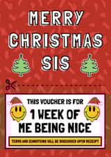 Funny Christmas Card - Sister - Nice Voucher created by AbiGoLucky