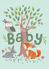 Cute New Baby Card - Woodland Animals created by Sally Mountain