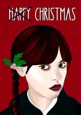 Funny Christmas Card - Wednesday Addams created by Lisa Wardle