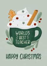 Heartfelt Christmas Card - World Best Teacher created by The Lettering Tree
