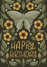 Pretty butterfly and sunflower birthday card - floral birthday card for her created by The Lettering Tree