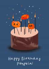 Cute Halloween birthday card - Happy Birthday Pumpkin! created by Bidds and Bobs Illustration