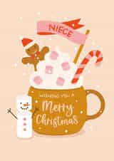 Cute Christmas Card - Niece - Cosy Hot Chocolate created by The Pattern Press