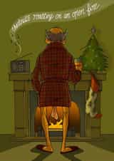 Funny Christmas Card - Chestnuts Roasting on an Open Fire created by Bryony Jackson Walters