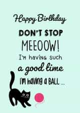 Funny Cat Birthday Card for Cat Lover - Don't Stop MEEOOW! created by The Chick & the Duck