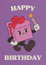 Cute Birthday Card - Retro Present and Candle created by Gill Lavansch-Brown