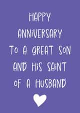 Funny Anniversary Card - Son and Husband - Saint created by size3art