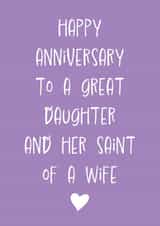 Funny Anniversary Card - Daughter and Wife - Saint created by size3art