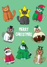 Cute Christmas Card - Cats in Costumes created by Doodlecats
