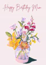 Simple but Beautiful floral happy birthday card - for mum created by The Uncommon Room UK