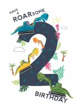 Dinosaur Diggers - Age 2 - Roarsome 2nd Birthday created by Paper Pigeon Creative