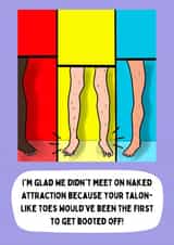 Funny Naked Attraction-inspired card - for Anniversary - Tallon-like Toes created by original fox designs
