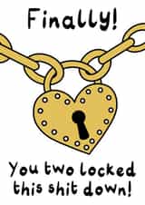 Rude Wedding card for couples - Finally! You two locked this down! - Gay wedding created by Bloom & Lark Designs