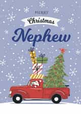 Cute Christmas Card - Nephew - Santa's Driving created by Geordies Love Gin
