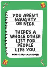 Christmas Card For Friend - Naughty or Nice List - Best Friend Card - Bestie created by Bishop, Please!