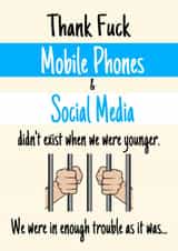 Funny nostalgic birthday/greetings card - no mobiles/social media- trouble created by crackerjack