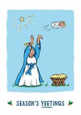 Funny Nativity Christmas Card - Yeet Baby Meme - Season's Yeetings created by Mythokell