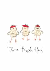 Three French Hens - Funny Animal Christmas Card - Cute Berets created by Bellynam Studio