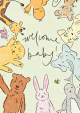 Cute New Baby Card - Animals - Welcome Baby created by Bellynam Studio