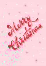 Retro Vintage Christmas Card - Groovy Hand Lettering - Stars Sparkles - Pink created by Gail K Designs