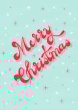 Retro Vintage Christmas Card - Groovy Hand Lettering - Stars Sparkles - Aqua created by Gail K Designs