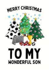 Cute Christmas Card - Football - Wonderful Son created by Sundiva Designs