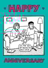 Funny anniversary card - for parents of a dog - the joy of being an only child created by Off The Leash Cartoons by Rupert Fawcett