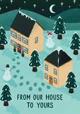 Cute and Classic Christmas Card – Festive Houses – From Our House To Yours created by Chloe  Tyler