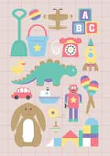 Cute Colourful Toys - a perfect card for a new baby or children's birthday created by THAT. design studio