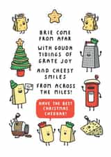 Cheesy Pun Christmas Card - Brie Come From Afar With Gouda Tidings Of Grate Joy! created by mungo and shoddy