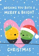 Cute Christmas Card Both of You - Couple - Wishing you a Merry & Bright Christmas created by Fliss Muir