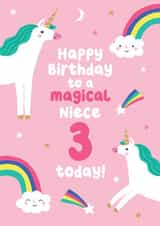 Magical 3rd Birthday - For Niece - Cute Unicorn Card created by Pixie Studio