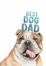Funny Best Dog Dad Card - Bulldog In Headband created by lil wabbit