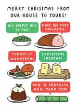 Funny Food Puns Christmas Card - Merry Christmas From Our House To Yours! created by mungo and shoddy