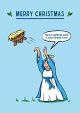 Funny Christmas Card for Friends and Family - Nativity - Throwing Manger created by Mythokell