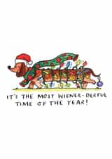 Funny Alternative Pun Christmas Card for Wiener and Sausage Dog Lovers created by Jelly Armchair
