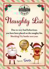 Naughty List funny Christmas card created by WigglyCards