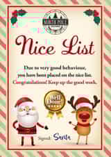Cute Nice list Christmas card for family and friends from Santa created by WigglyCards