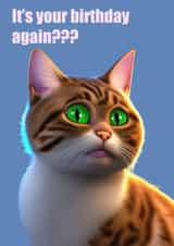 Cute Happy Birthday Card for Family or Friend - Confused Cat created by Purita Mok