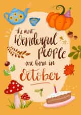 Cute autumnal birthday card for October birthdays created by Dolli Does Design