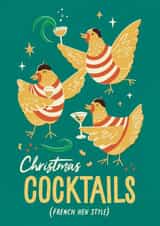 Cute French Hen Cocktail Party Christmas Card for female friends and family created by Bird & Co Studio