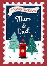 Cute Illustrated Parents Christmas Card created by Pearl Studio