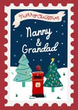 Cute Illustrated Grandparent Christmas Card created by Pearl Studio
