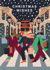 Modern Contemporary Merry Christmas Card Shopping in London Design created by Laura Darrington Design Ltd.