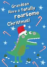 Grandson Roarsome Christmas - Punny Dinosaur Card created by @Laura Lonsdale Designs