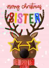 Cute - Festive - Merry Christmas Sister - Sister - Reindeer created by Nicola Watson