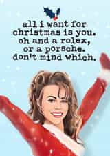 Funny Christmas Card - Mariah Carey - All I Want for Christmas created by Mrs Best Paper Co.